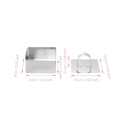 Square Mousse Ring Set 4PCS with Pusher Stainless Steel Cake Mold for DIY Cheesecake Pastry Cookie Baking Dessert Tools(3.15 x 1.5Inch) - size: Square