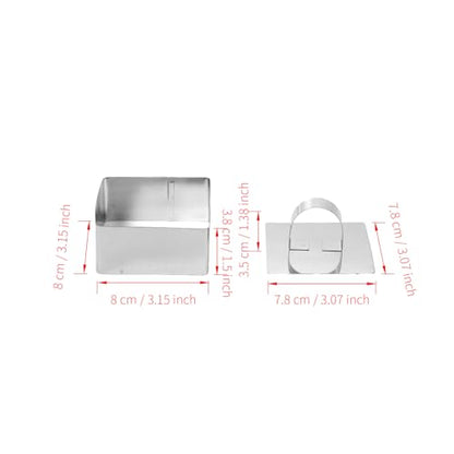 Square Mousse Ring Set 4PCS with Pusher Stainless Steel Cake Mold for DIY Cheesecake Pastry Cookie Baking Dessert Tools(3.15 x 1.5Inch) - size: Square