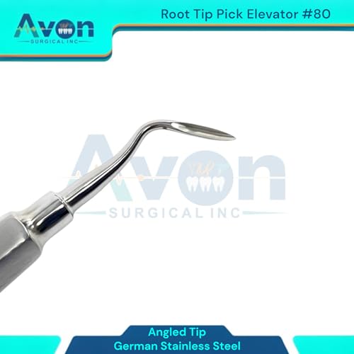 No. 79 & No. 80 Apical Root Tip Pick Elevator, Angled Tip, Hollow Gold Color Handle | Autoclave Safe German Stainless Steel Instruments (Set of 2)