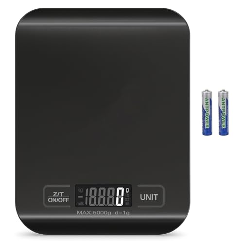 Digital Shipping Scale,Stainless Steel Panel, Accurate Portable Postal Scale for Packages, Small Business,Kitchen, Food, Handmade, Liquids, and Boutique (Black Battery (5kg/1g)) - color: Black Battery (5kg/1g)