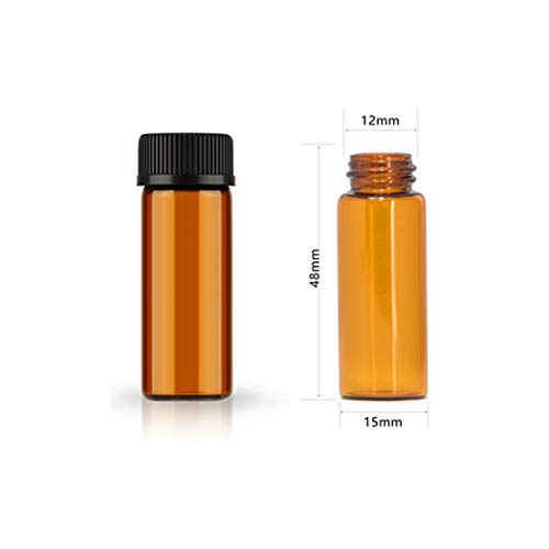 50Pack Set 5ML Amber Glass Bottle with Orifice Reducer and Cap Small Essential Oil Vials (5ML) - size: 5ML