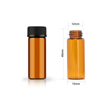 50Pack Set 5ML Amber Glass Bottle with Orifice Reducer and Cap Small Essential Oil Vials (5ML) - size: 5ML