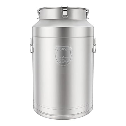 Stainless Steel Milk Can, 76L/20.1Gal Storage Bucket Airtight Canister with Lid, Wine Oil Beverage Storage Container for Kitchen Restaurant Party, W15.8*H25.2in - size: 76L/20.1Gal w/o Faucet