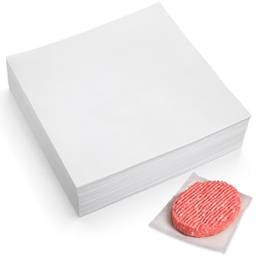 300Pcs Burger Patty Paper, AIMEIKI 7x7 Inch Precut Parchment Paper Squares for Burger Press, Unbleached Smash Burger Paper Sheets for Baking, Freezing, Wrapping Candies, Oven & Microwave Safe - size: 7 x 7 Inch