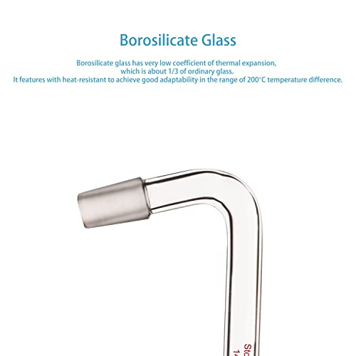 stonylab Glass Distilling Adapter, Borosilicate Glass 75 Degree and 105 Degree Bent Chemistry Adapter with 14/20 Standard Taper Inner Joints, 100 mm Length - size: 14/20 Joint