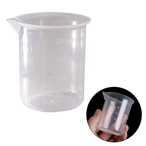 Waziaqoc 200ml/6.8oz Plastic Graduated Beaker, Transparent, 3 Pack | PP Material, Measuring Cup, Mixing Cup, For Kitchen Lab - color: 3pcs, size: 200 ml