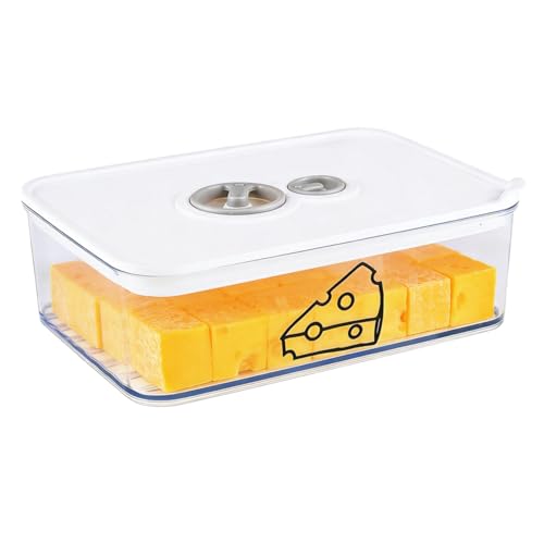 Cheese Container for Refrigerator,Cream Cheeses Storage Box,Cheese Keeper with Airtight Lid and Time Recording,BPA-Free Kitchen Storage Organizer Sliced,Grated,Cheddar Cheeses Saver,clear - color: 1pack-clear
