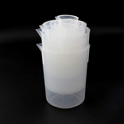 ULAB Scientific Plastic Beaker Set, 5 Sizes 50ml 100ml 250ml 500ml 1000ml, 2pcs for Each Size, Stackable with Spout, Molded Graduation, UBP1007 - style: 5 Sizes with Molded Graduation
