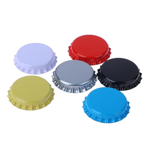 200PCS Beer Bottle Caps Tinplate Beer Bottle Caps Craft Beer Bottling Caps Oxygen Absorbing Seal Beer Bottle Caps for DIY(YL) - color: YL