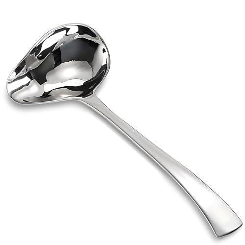 Comicfs Sauce Ladle, 18/10 Stainless Steel Gravy Ladle with Pouring Spout, Sauce Drizzle Spoon, Soup Ladles, Small Serving Gravy Ladles Serving Utensil, Dishwasher Safe, 7.3-Inch - color: Gravy Ladle