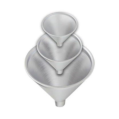HIC Kitchen Wide-Mouth Aluminum Funnel Set for Liquids and Dry Goods, Set of 3, Includes 2-Ounce, 8-Ounce, and 12-Ounce - style: 3-Piece Set