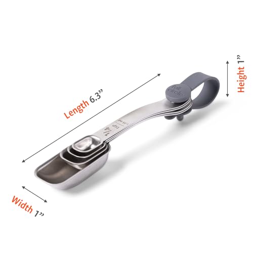 Full Circle Level Up Precision Stainless Steel Measuring Spoons, 4-Piece Set - 1/4 tsp, 1/2 tsp, 1 tsp, and 1 Tbsp - Perfect for Spice Jars - Dishwasher Safe - style: Measuring Spoons 4pc