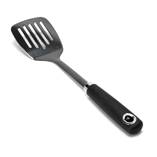 Black Stainless Steel Slotted Turner Spatula, Metal Spatula for Cast Iron & Stainless Steel Pans, Kitchen Turner for Eggs, Burgers, Dishwasher Safe - color: Z-Black Turner Spatula