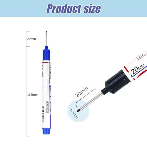 Eadwe 5PCS Long Head Deep Hole Marker Pens, 20mm Deep Reach Markers, Quick-dry Waterproof Long Nib Permanent Markers, Carpenter Ink Marker Pens, Construction Marking Tool, Metal Marking Pen (White) - color: White
