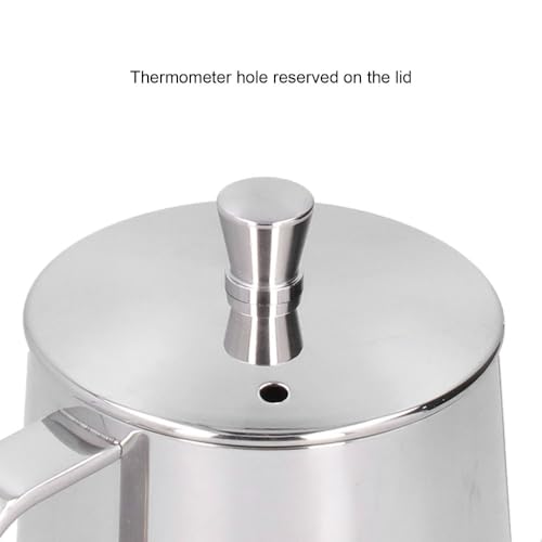 Stainless Steel Gooseneck Pour Over Kettle PTFE Coated Inner Wall Precision Flow Control for Coffee Brewing with Thermometer Hole(350ml)
