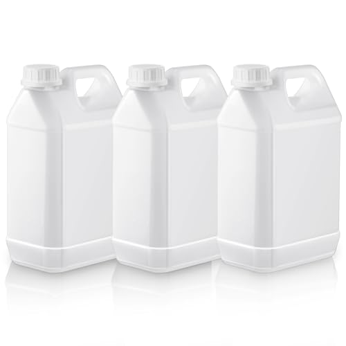 Ziliny 3 Pcs 1 Gallon Plastic Jug with Lids Square Empty Storage Containers Hdpe Carboy Plastic Jar Containers for Water Milk Beverage Oil Liquids (White) - color: Milky Color, size: 1 Gallon