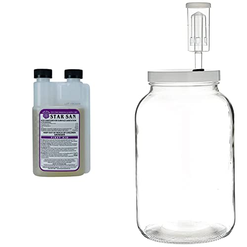 Five Star Star San No-Rinse Sanitizer + FastRack Wide Mouth 1 Gallon Glass Jar Fermenter Bundle