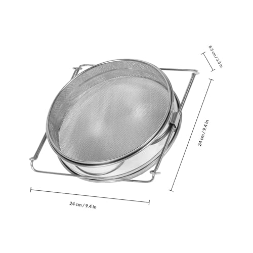 Stainless Steel Double Layer Honey and Flour Sifter, Fine Mesh Manual Food Strainer for Kitchen Baking and Beekeeping, Portable Handheld Flour Sifting Tool