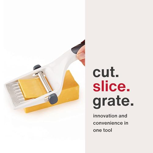Zyliss Dial & Slice Cheese Slicer - Adjustable, Handheld Cheese Slicer with Stainless Steel Edge and Ergonomic Handle White