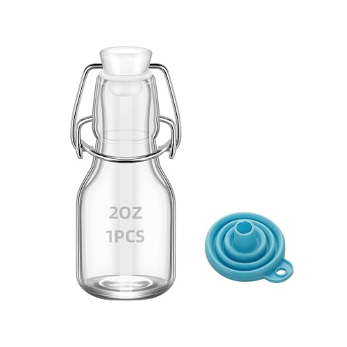 1Pc 2 oz Mini Swing Top Glass Bottles, 60ML Mini Storage Bottles, Small Glass Bottles,Vanilla Extract Bottles/Home Brewing/Beverages/Oil (White Lid)