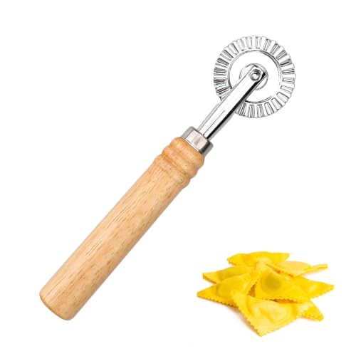 Long Handle Small Cutter Wheel - Exquisite Wooden Handle, Perfect for Pasta, Pizza, Ravioli, Cookie - Versatile Crinkle and Pastry Cutter for Effortless Slicing - color: Long Handle Small Cutter Wheel