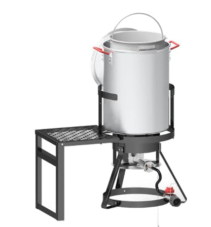 Fire Riot 30Qt Turkey Fryer with Basket, Outdoor Propane Deep Fryers Burner Stand, 50,000BTU Cast Iron Burner, Steamer and Seafood Boiler Set, Black - style: 30-Qt Turkey Fryer