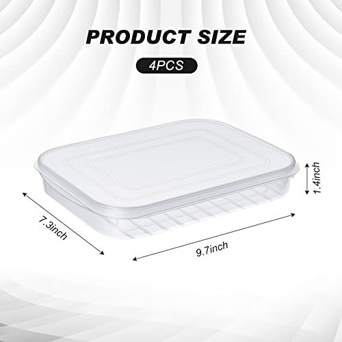 Suclain 4 Pieces Bacon Keeper Plastic Deli Meat Saver with Lids Airtight Cold Cuts Cheese Container for Fridge Food Refrigerator Storage Box Shallow Low Cookie Holder, 9.65 x 7.28 x 1.38''