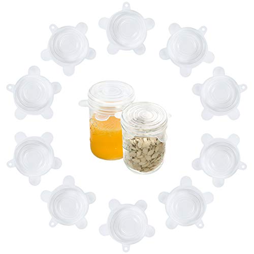 Webake Silicone Stretch Lids 10 Pack for Regular and Wide Mouth Mason Jar, Reusable Silicone Stretch Lids(Stretched to 3.5 inch), Sealed Durable Food Storage Covers Suit for Jar, Cans, Pot - color: White
