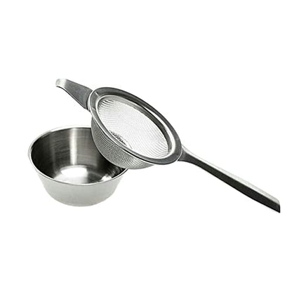 2.24inch Fine Mesh Strainer with Long Handle, Stainless Steel Mini Tea Strainer with dripping bowl, for Straining Teas and Cocktails or Sifting Flour, Sugar, Spices, and Herbs(Silver)