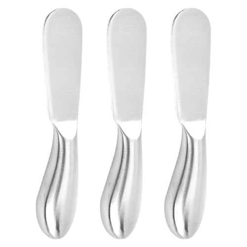 Unomor 3pcs Stainless Steel Butter Cutter and Cheese Spatula Set with Hollow Handles for Home Baking and Restaurant Use