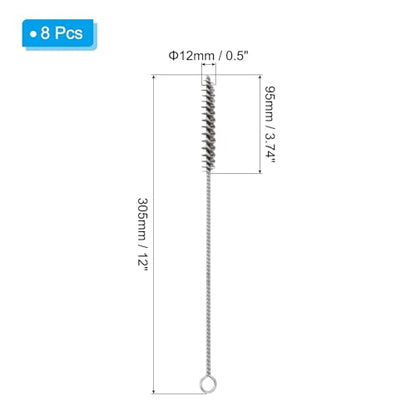 PATIKIL 12" Wire Tube Cleaner, 8Pcs 0.5" Diameter Stainless Steel Wire Tube Cleaner Pipe Cleaning Supplies for Auto Parts, Bottles, Tubes, Silver Tone - size: 0.5"