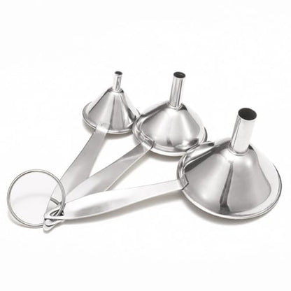 Small Funnels for Filling Bottles-3Pcs Stainless Steel Kitchen Funnel Set,Mini Long Handle Metal Funnels Food Grade Mini Metal Funnel for Powder Oil Fluid Spice