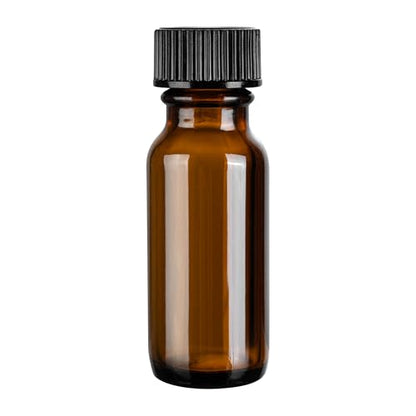 Restaurantware Vetri 0.5 Ounce Boston Glass Bottles, 48 Sample Bottles With Black Phenolic Caps - Dishwashable, Round, Amber Glass Bottle, For Potion, Juice, Ginger Shots, Whiskey, Liquids - color: Amber, size: 0.5 oz