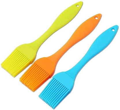 Generic High Heat Resistant Silicone Basting Pastry Brush - Cooking Baking Oil Brush Spread Oil Butter Sauce (3Pcs), Food Grade, Dishwasher Safe, Silver