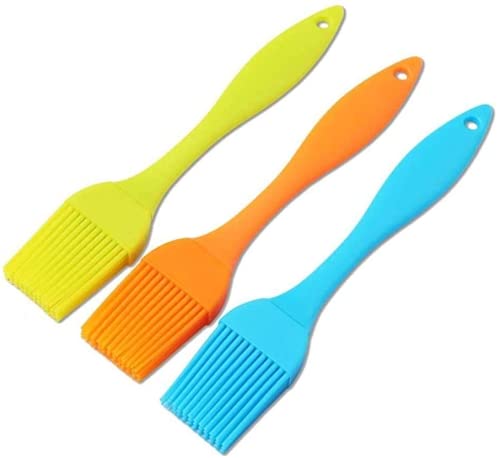 Generic High Heat Resistant Silicone Basting Pastry Brush - Cooking Baking Oil Brush Spread Oil Butter Sauce (3Pcs), Food Grade, Dishwasher Safe, Silver