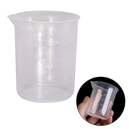 Waziaqoc 250ml-300ml Plastic Graduated Beaker, Transparent, 1 Pack | PP Material, Measuring Cup, Mixing Cup, For Kitchen Lab - color: 1pc, size: 250-300 ml