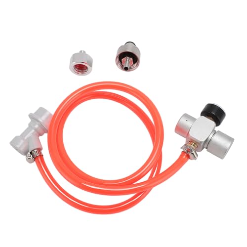 Stainless Steel Mini Keg CO2 Pressure Regulator with Pressure Gauge and 1m Red Hose for Beer Coffee Soda Homebrew Dispensing