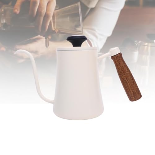 Jeffergarden Pour Over Kettle, Stainless Steel Coffee Pot with Thermometer, 600ML Drip Kettle for Home Brewing and Coffee Shop Use (White) - color: White