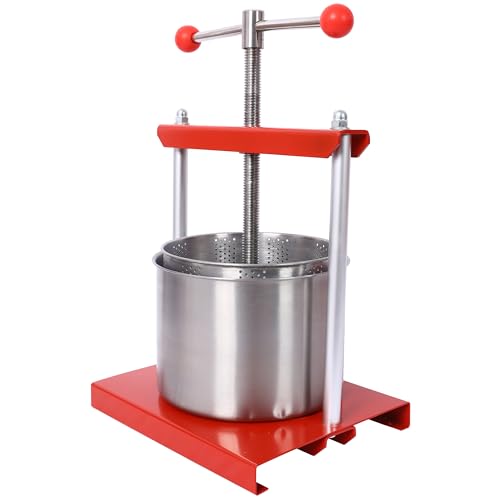 LifeSky Manual Fruit Press 0.53 Gallon: Stainless Steel Barrel Press Machine for Wine Making - T-Handle Manual Juice Press for Home Brewing & Fruit Extraction