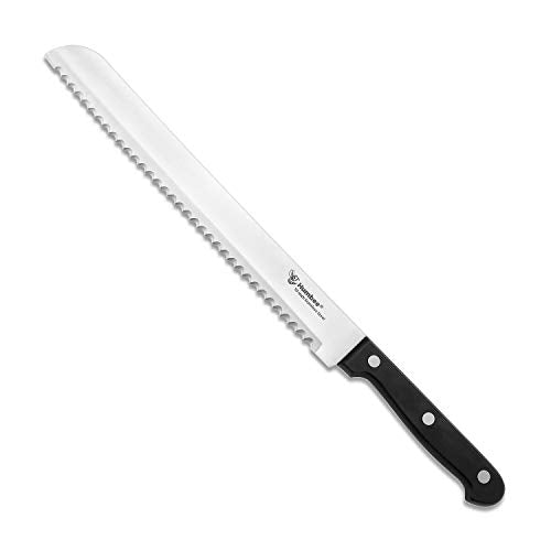 10 Inch Serrated Bread Knife, Premium Stainless Steel Blade with Wave Edge, Full Tang Handle, Razor Sharp Knife for Bread, Durable Professional Kitchen Knife