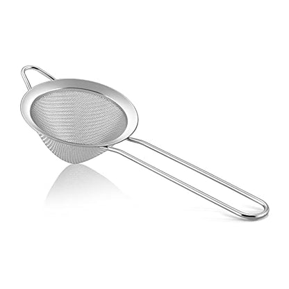 TeamFar Fine Mesh Strainer, 3.3’’ Stainless Steel Tea Strainer-Silver, 1PC | Bar Strainer Small Mesh Conical Cone for Cocktail Coffee Juice, Healthy & Dishwasher Safe, Long Handle & Hanging Loop