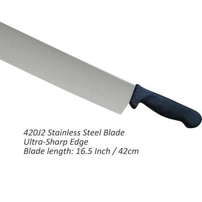 Cheese Knife 16.5 Inch - MATTSTONE HILL Large Cheese Knife With Double Handles, Cheese Cutter, Polypropylene Handle, Black - size: 16.5"