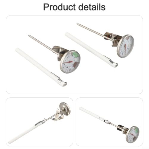 Stainless Steel Milk Frothing Thermometer 2 Pieces, Professional Coffee Thermometer with Clear for dial and Clip for Barista, for latte, for cappuccino, 30 to 210 Degrees F