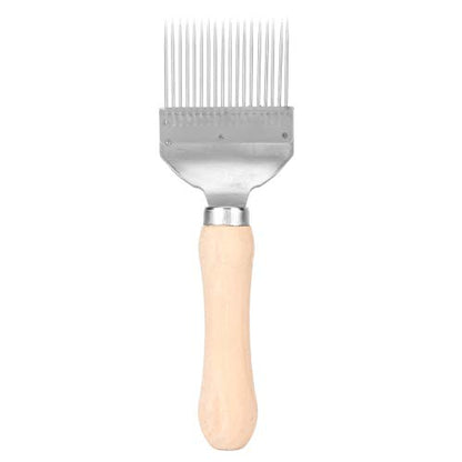 2pcs Bee Keeping Uncapping Fork, Stainless Steel Honey Comb Uncapping Fork Honeycomb Honey Scraper Wooden Handle Beekeeping Beekeeper Equipment Tool with 18 Tines for Beekeeping