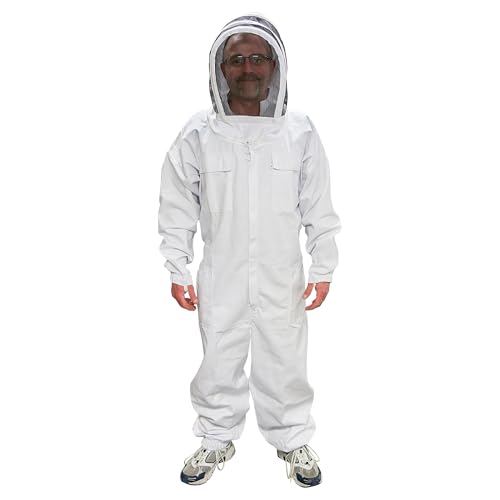 Mann Lake Economy Hooded Beekeeping Suit, Lightweight and Breathable Protective Gear, Budget-Friendly Apparel for Backyard Beekeepers, Durable Beekeeping Equipment with Self-Supporting Veil, Medium - size: Medium