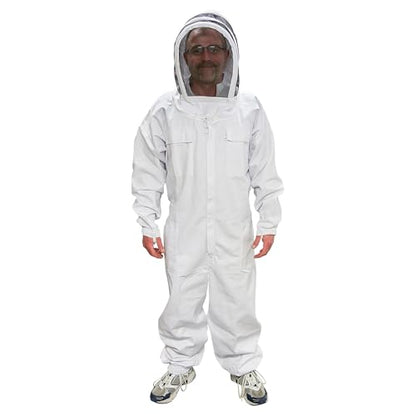 Mann Lake Economy Hooded Beekeeping Suit, Lightweight and Breathable Protective Gear, Budget-Friendly Apparel for Backyard Beekeepers, Durable Beekeeping Equipment with Self-Supporting Veil, Large - size: Large