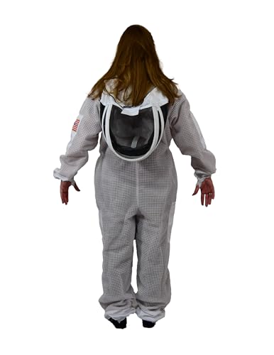 3 Layer Bee Suit with Fencing Veil One Pair Gloves Sting Proof Ventilated Beekeeping Suit - color: White, size: Large