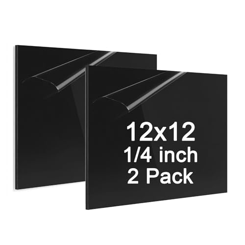 ABS Plastic Sheet 1/4 Inch Thick - 2PACK 12" x 12" Black Rigid ABS Board Impact Resistant Heat Moldable ABS Plastic Panel for Industrial DIY Projects, Home Decor, Handicrafts - (Frosted & Smooth) - size: 12x12x1/4 inch