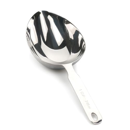 RSVP International Endurance Stainless Steel Measuring Scoop Collection, Oval, 1-Cup - size: Oval, 1-Cup