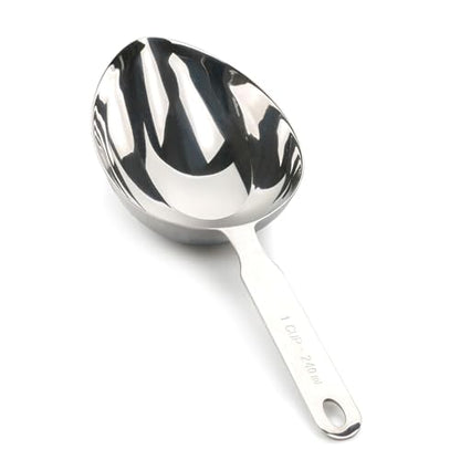 RSVP International Endurance Stainless Steel Measuring Scoop Collection, Oval, 1-Cup - size: Oval, 1-Cup